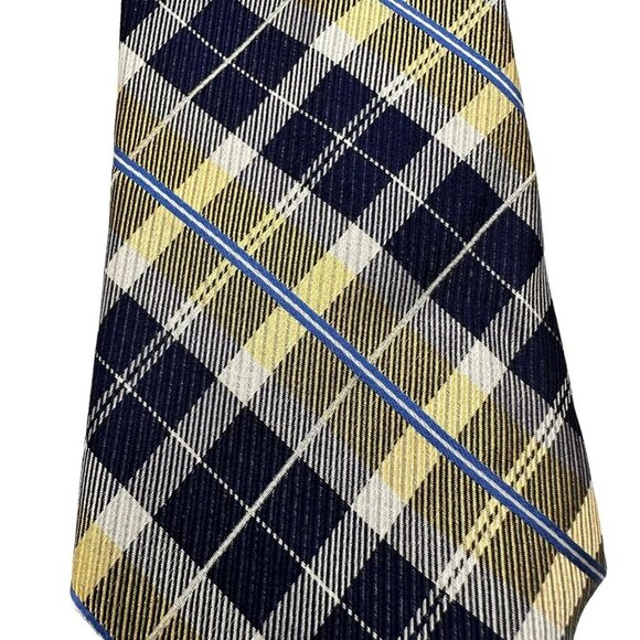 Men's Nautica Wearhouse‎ Regular Yellow And Blue Plaid Neck Tie NWT - Picture 3 of 7